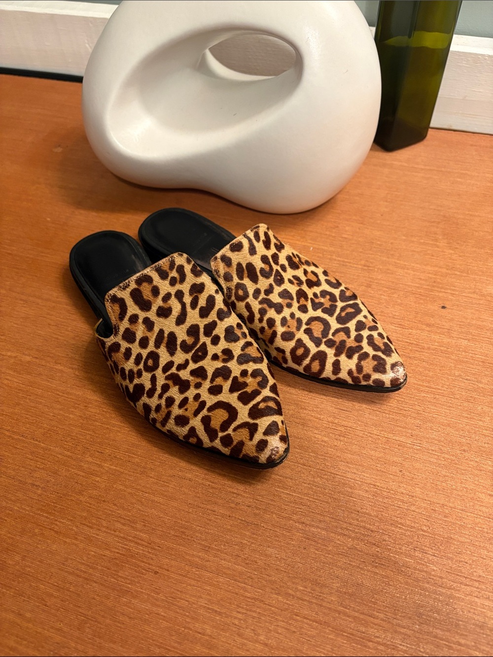 Dolce Vita Leopard Print Pointed Mules in Brown and Tan - Picture 1 of 7